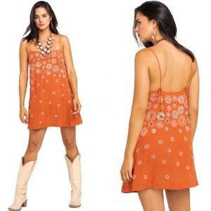 Free People- Azealia Orange Embellished Slip Dress Size S